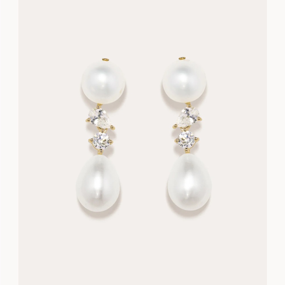 Pearl and Zirconia bridal earrings